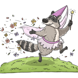 Fairy raccoon illustration