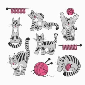 Cat with a ball, a cute character for an online children's goods store