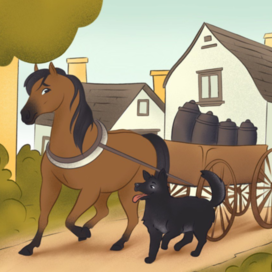 Blackie and the Milkman's Horse book character illustration