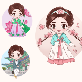 Chibi brand character design Korean language school