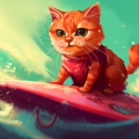 cat surfing