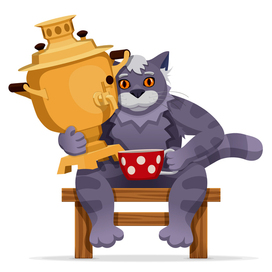 Cat with samovar