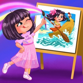 A Girl draw a picture 