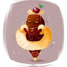 The character is a chocolate candy