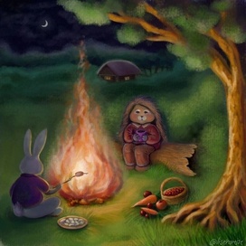 by the campfire