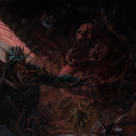 Crossover art. Dead space and Warhammer 40k (plague space marine)