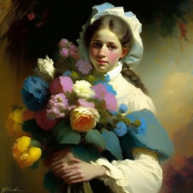 girl with flowers