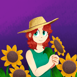 girl with sunflowers