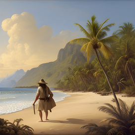 Robinson Crusoe on a desert island