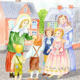 Saint Xenia of St. Petersburg blesses the children