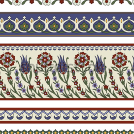 Seamless patterns with various whimsical flowers. Suzani tribal style