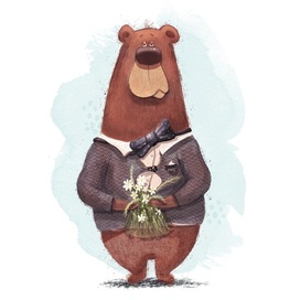 Funny bear with flowers 