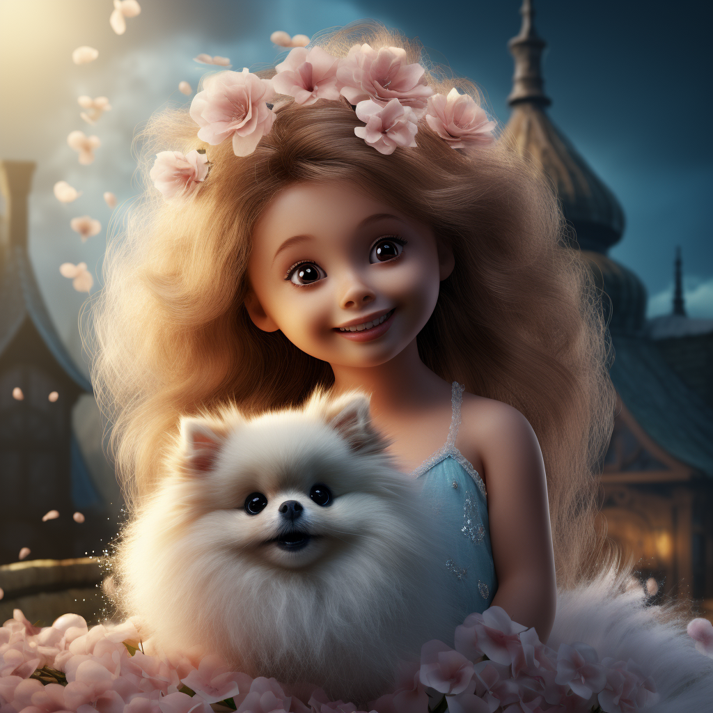 Girl with her favourite Pomeranian puppy