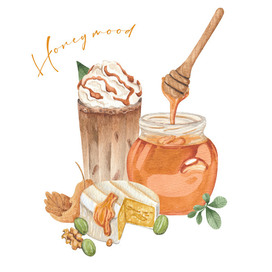 watercolor clipart "honey mood"