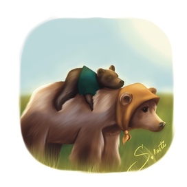 Cute she-bear and cub