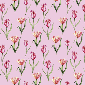 Tulips on pink pattern