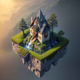 AI.Fantasy.Traveling house. Isometric. 3D