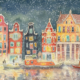 Winter Amsterdam Watercolor