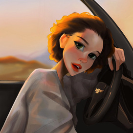 Girl in a car 