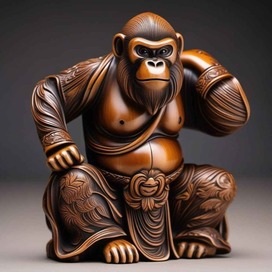 АI. Netsuke, ornamental carving, monkey, wood carving.