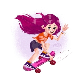 Girl on a skateboard (stylization)