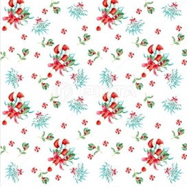 Christmas seamless pattern with candy cane,holly and omela 