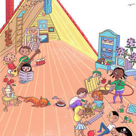 "In the attic" Illustration for the children's magazine Cherdobryak