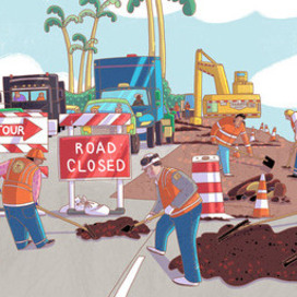 "Road works" illustration from the book Goodnight Marco Island