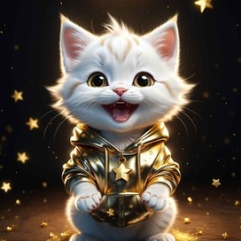 AI. Cute and adorable cartoon little white kitten.