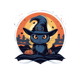 Сat in a Witch's Halloween Hat