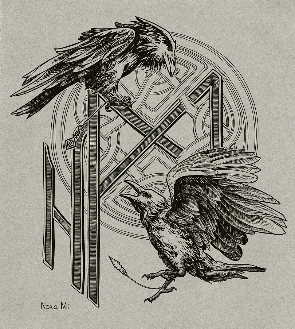 Huginn and Muninn Odin's ravens