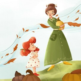 Lucy and the colourful pumpkins story illustrations