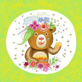 Bear with flowers