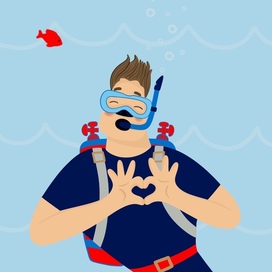 Brand character scuba diver