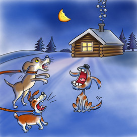 Dogs in midnight 