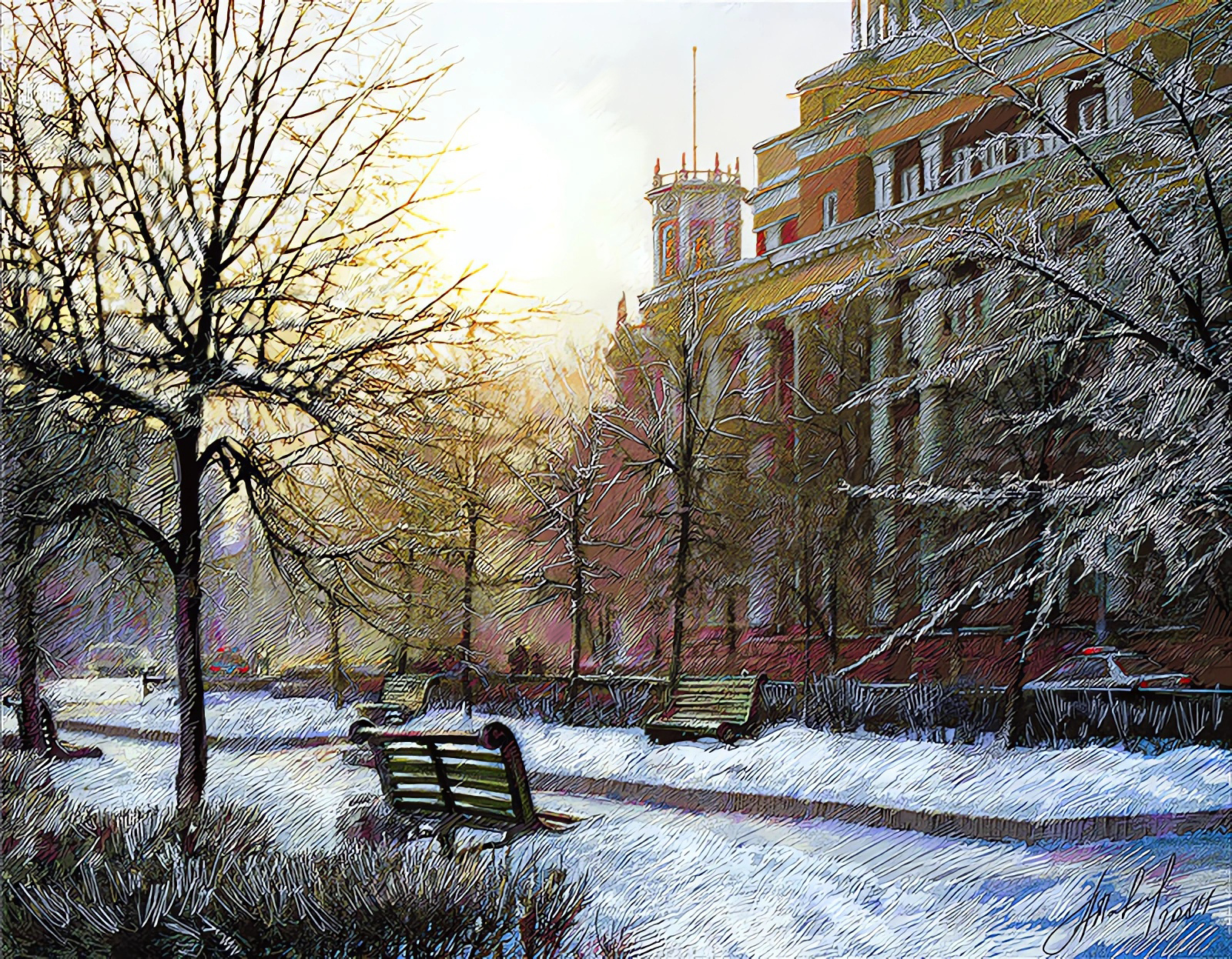 Winter. A frosty day