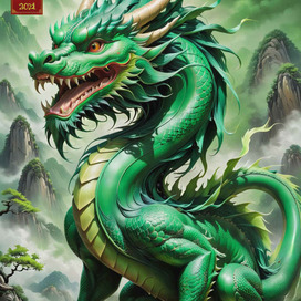 Green Wooden Dragon - symbol of 2024