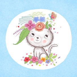 Cat with flowers