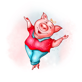 The pig is dancing