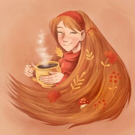 Autumn girl with coffee