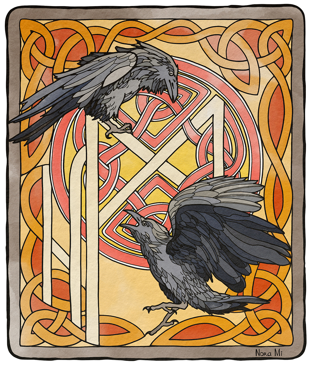Huginn and Muninn Odin's ravens