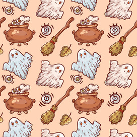 Cute seamless pattern on Halloween theme