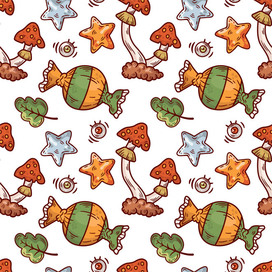 A collection of seamless patterns on the theme of "Halloween".