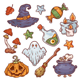 Collection of Halloween-themed illustrations