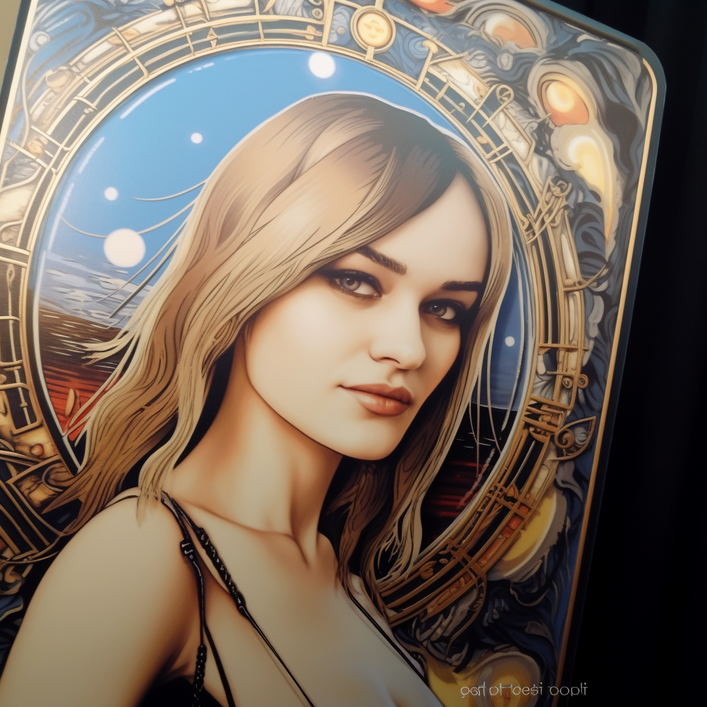 Drawing a girl from a photo in the style of Tarot cards