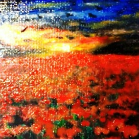 Canvas on a magnet. "Sunset"