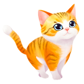 Cute little ginger cat. Cute kitten. Isolated image on a white background. Digital watercolor.