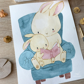 Bunnies with book