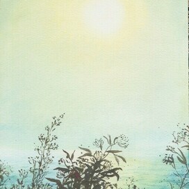 Sun and sea watercolor