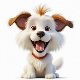 AI.Cheerful puppy.Illustration.White background.